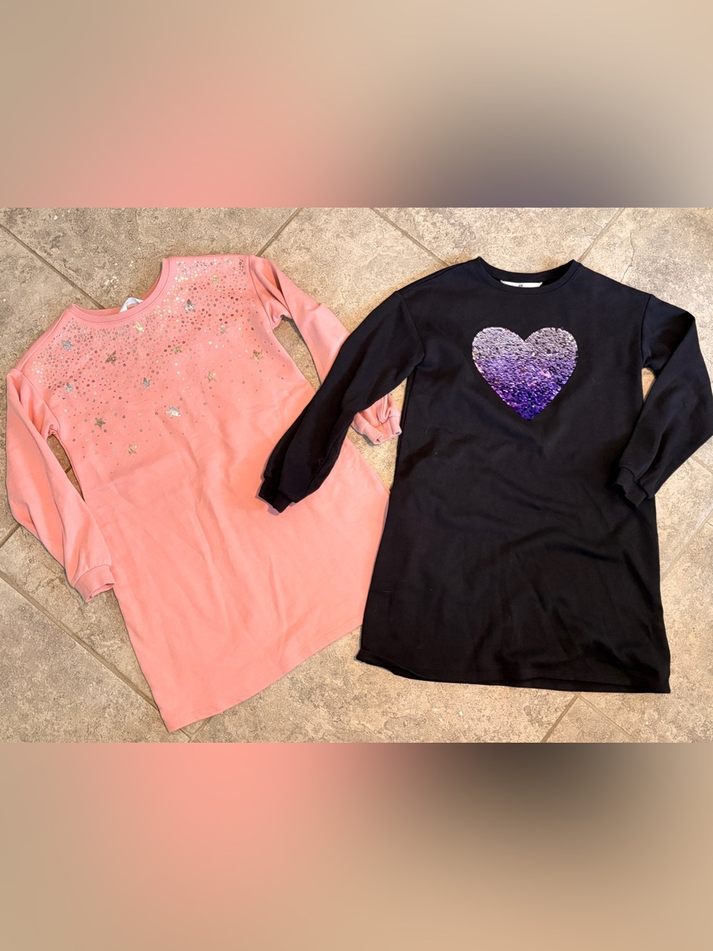 H&M Girls Sequin Heart Dress & Pink Star Embellished Dress - 2-Pack